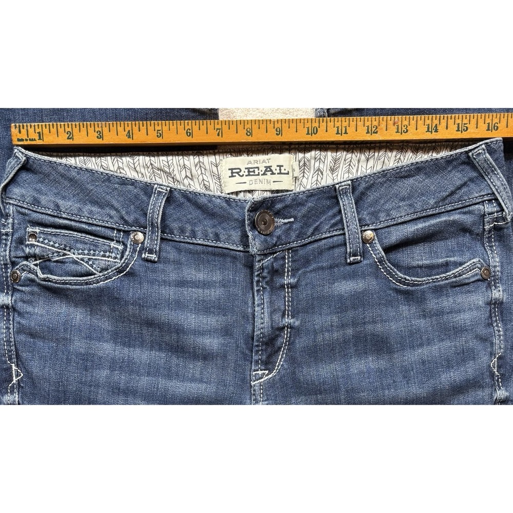 Ariat Women's Real Arrow MR Bootcut Jeans 31 S Mid Rise Stretch Blue Denim -2245 - Picture 5 of 9